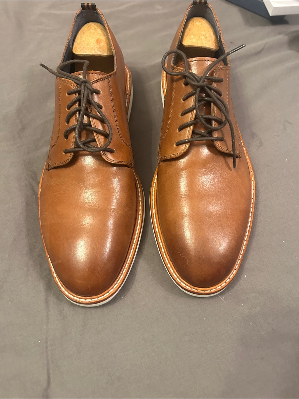 Cole Haan Men's Tan Leather Derby Lace-Up Shoes